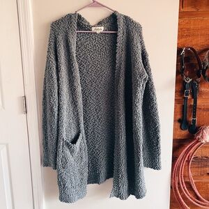 Cozy Gray/ Green Knit Cardigan